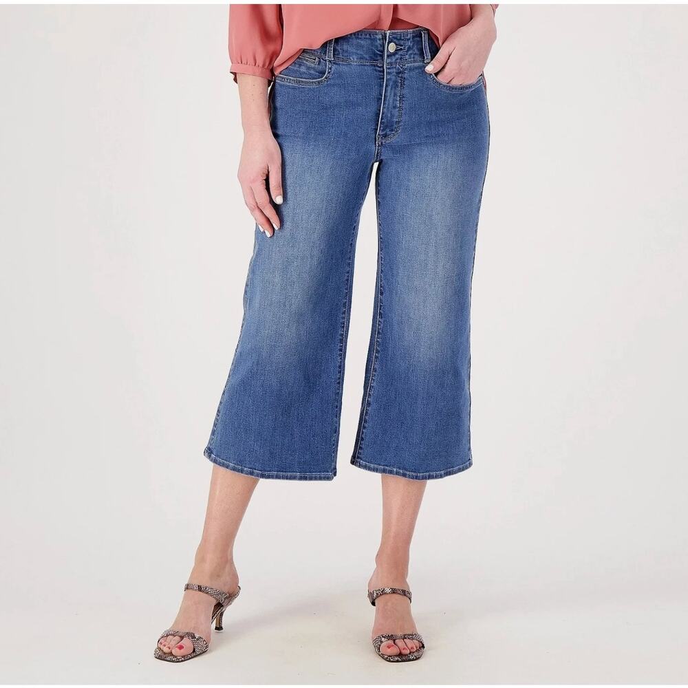 NYDJ Womens Cool Embrace Major Wide Leg Capri Jeans 24WL Compass Blue NWT